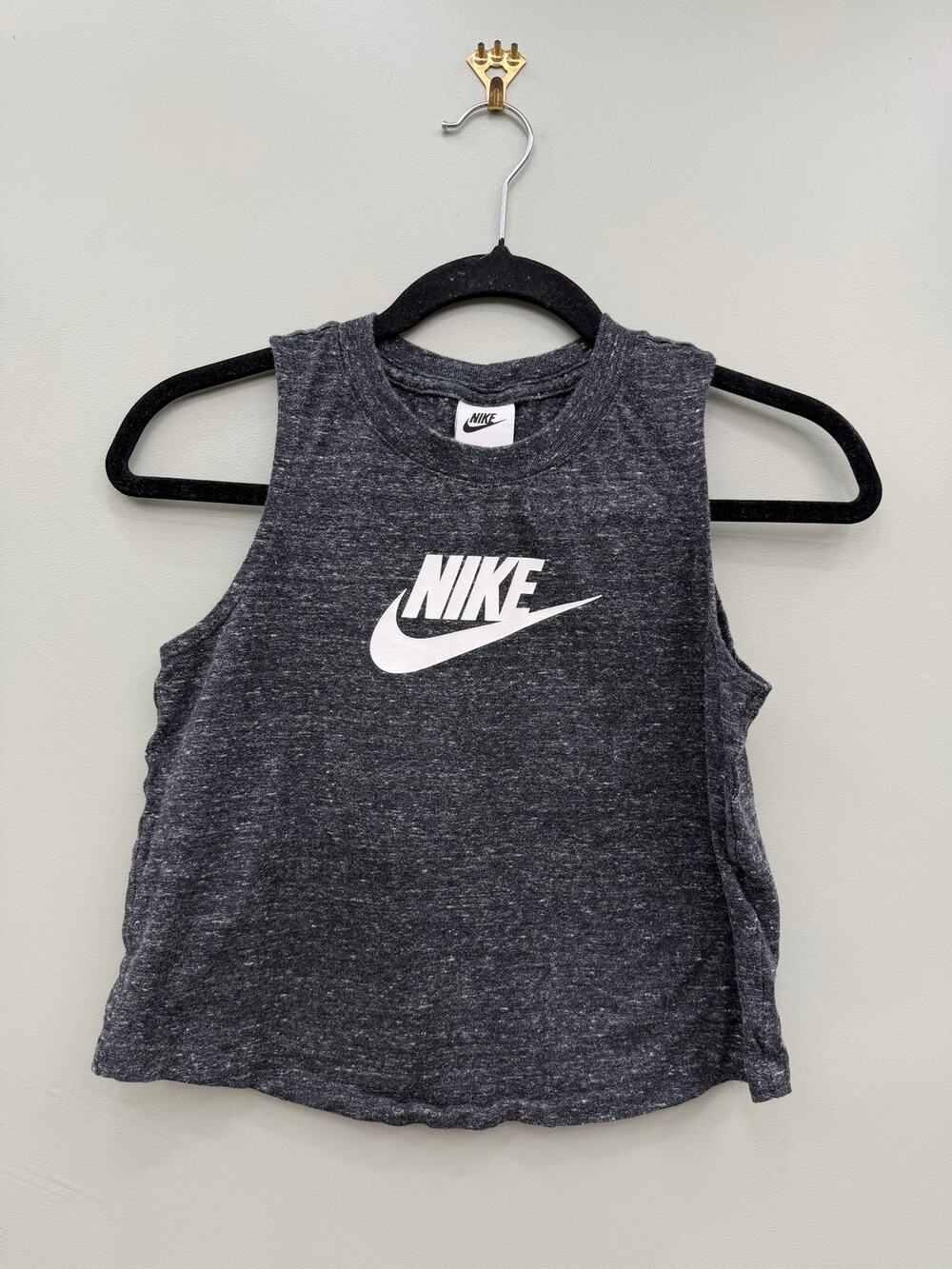 Nike Gray Logo Muscle Tank Sleeveless Crop Top Women's Small